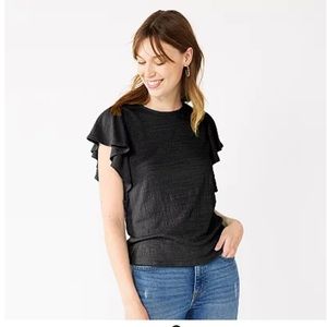 Women's Nine West Flutter Sleeve Top size L